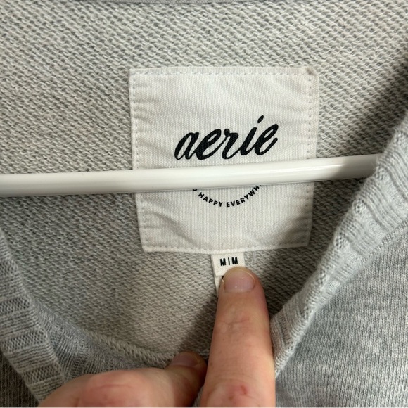 Aerie Soft Heather Gray Crew Neck Oversized Sweatshirt Women’s Size Medium - Picture 4 of 7